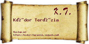 Kódor Terézia névjegykártya